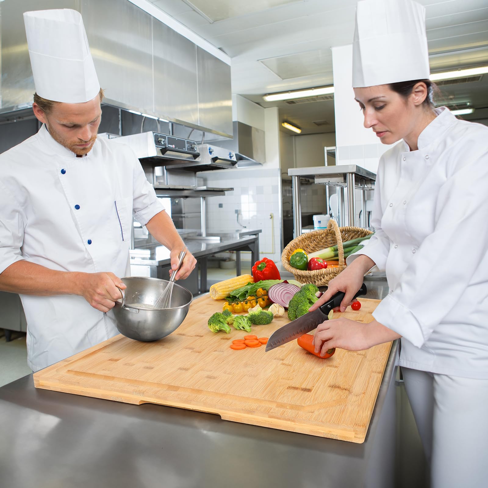 36 x 24 Extra Large Bamboo Cutting Board for Kitchen, Cutting Board Stove Top Cover with Handle, Butcher Block Chopping Board with Juice Groove, Large Charcuterie Board Over the Sink