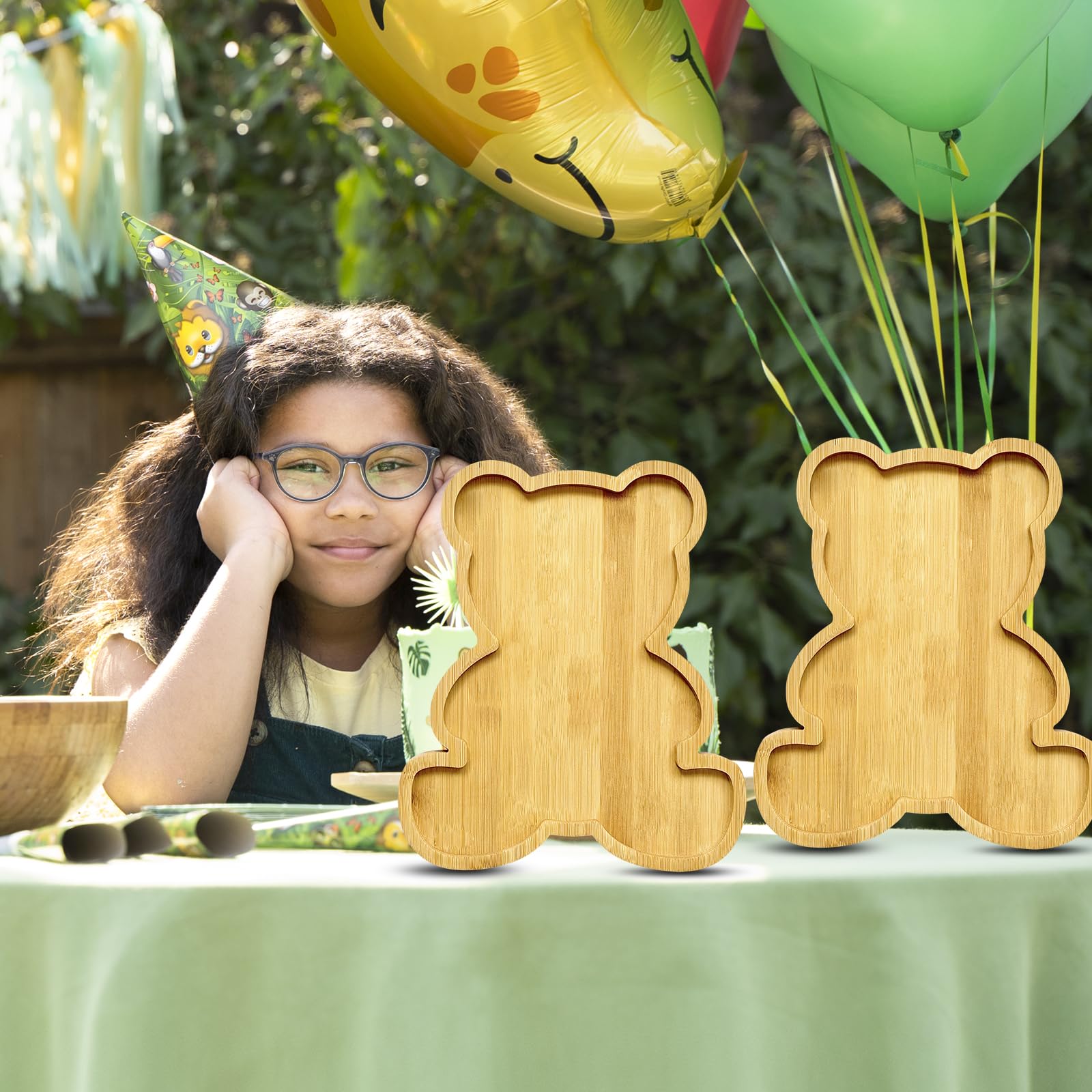 2pc Charcuterie Board Platter Bear Baby Shower Food Trays Wooden Trays Decorative Platter Wood Charcuterie Board Tray Large Serving Tray Fillable Box for Food Snack Fruit Birthday Party