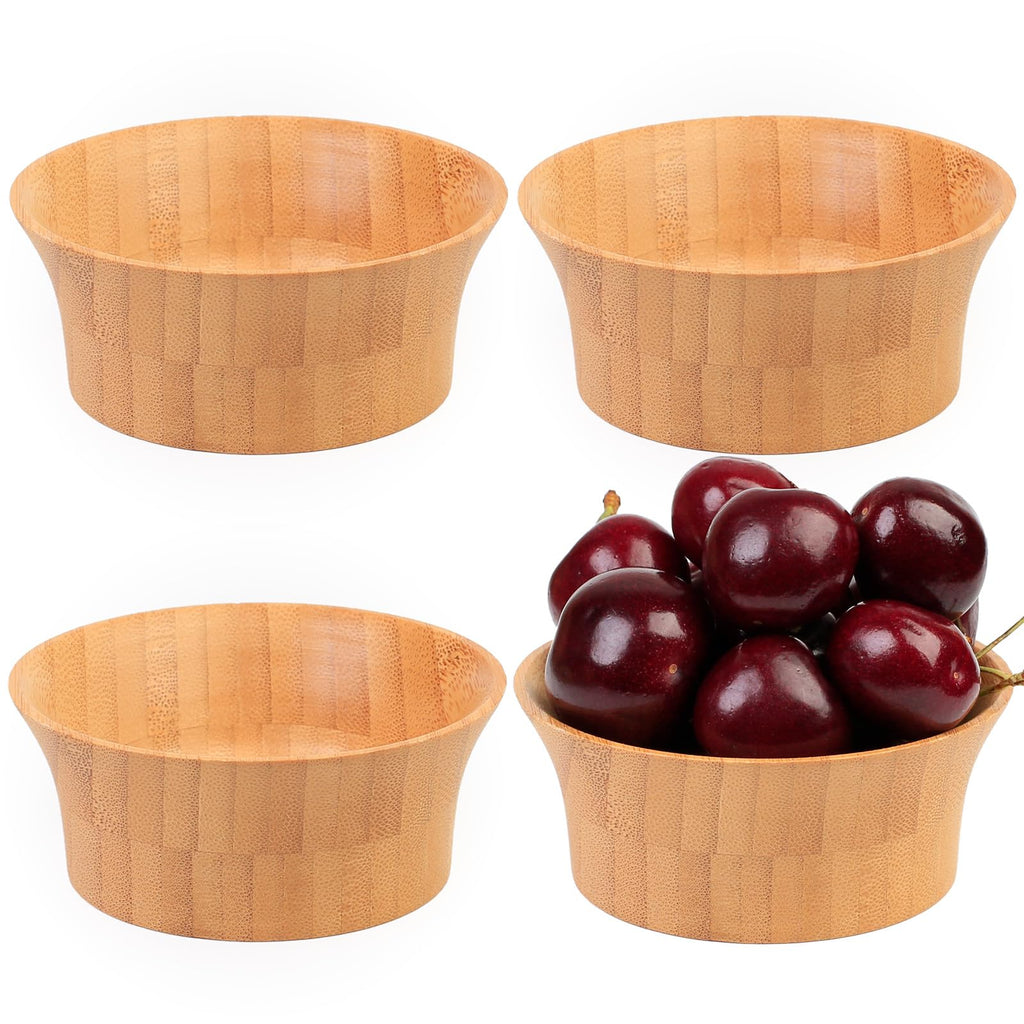 ZTHapwa Small Bamboo Wooden Bowls, 3.4 OZ Salsa Bowls for Side Dishes/Dipping Sauce, Hand Carved Kitchen Prep Bowl for Salt/Condiments, Charcuterie Board Accessories 4 Pcs