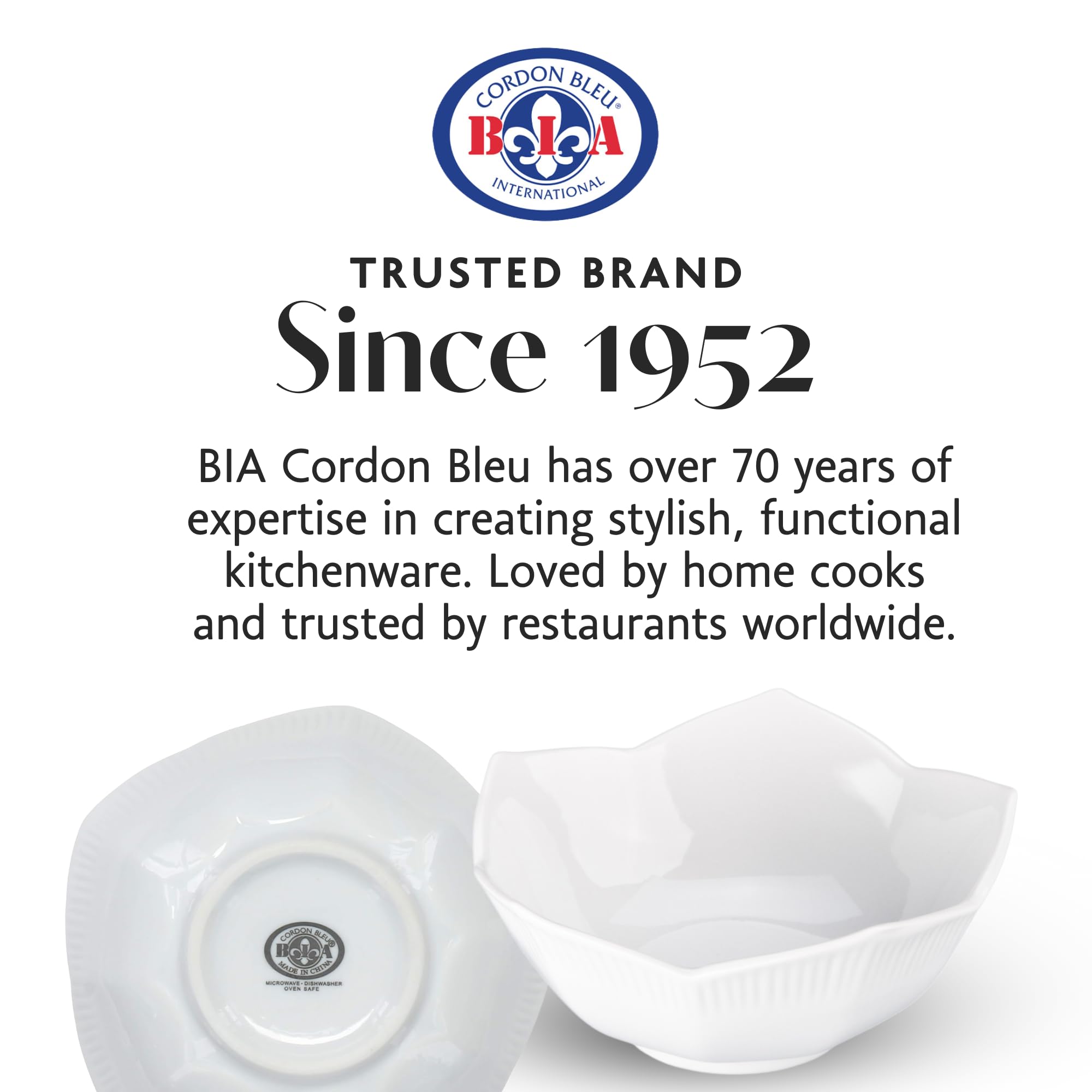 BIA Cordon Bleu Lotus Bowl, Set of 3 (3.5", 5", 6") - Asian-Inspired Nesting Bowls, Ideal for Sauces, Snacks, Rice, Salad & Soup - White Porcelain, Microwave & Dishwasher Safe - Ideal for Hosting