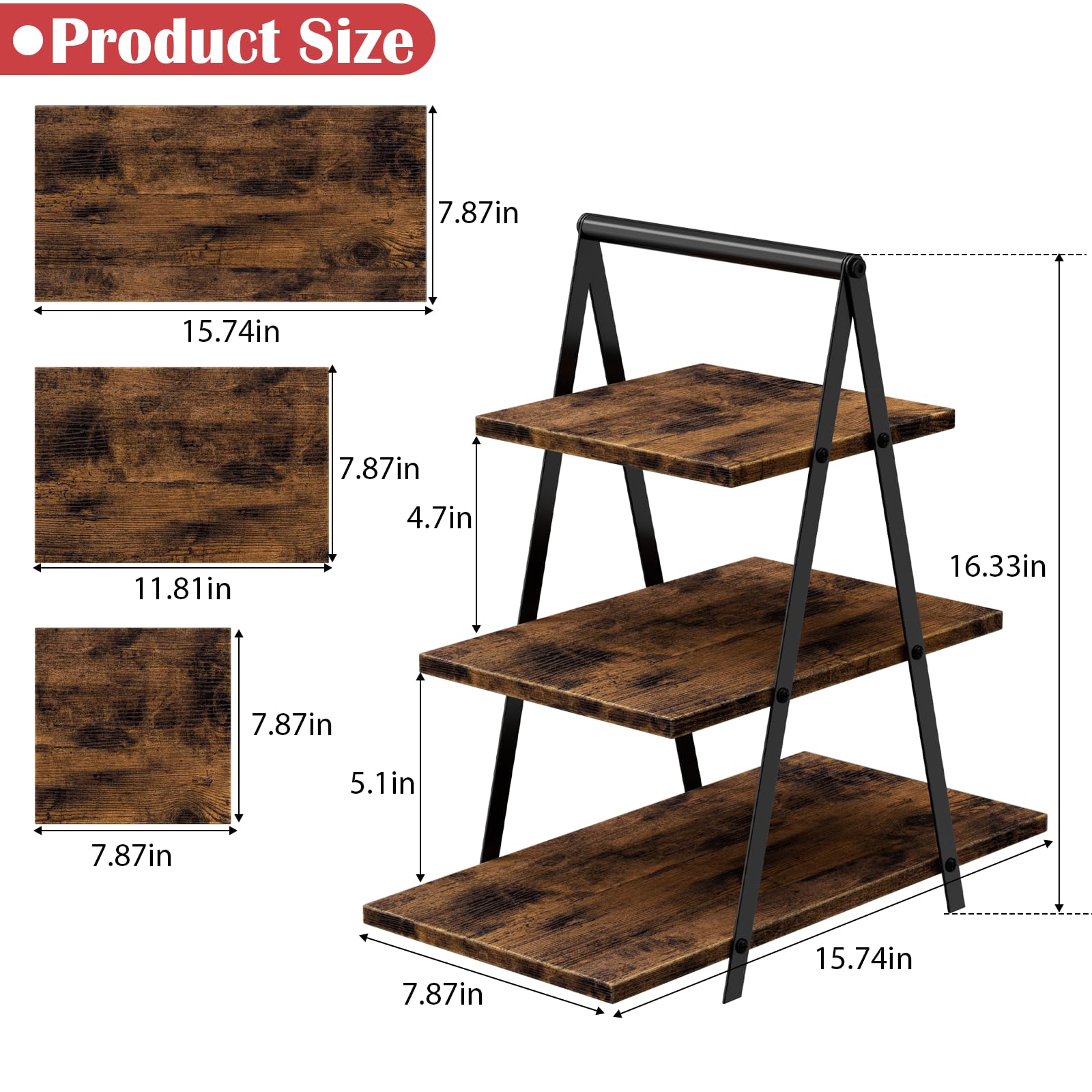 2 Pack Wooden Cupcake Stand 3 Tier Dessert Display Holder Rustic Cupcake Tower Stands for 50 Cupcakes, Rectangle Tiered Cake Serving Tray for Birthday Party, Wedding, Anniversary