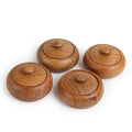 LAVAUX DESIGNS Acacia wood Set of 4 bowls with lid, 3.5X2 inches (3 oz), Rustic looking wood salt containers can also be used as spice box, storage for condiments, sugar, tea, celtic salt or nuts
