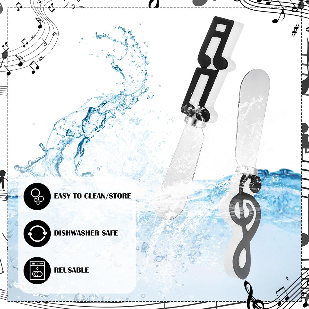 PullCrease 8 Pcs Musical Note Cheese Spreader Butter Knife Set Stainless Steel Cheese Spreader Multipurpose Butter Jam Dip Graduation Gift Table Decoration