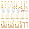 Charcuterie Boards Accessories Gold Charcuterie Utensils 169Pcs Cheese Spreader Knife Set Small Serving Tongs Forks and Spoons Dipping Bowls Honey Dipper Toothpick Flags Cocktail Picks