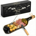 Bokon 1 Pcs Melted Wine Bottle Serving Board Decorative Cheese Tray Charcuterie Board with Knife Fork Cracker Platter Wine Lover Gift for Party Valentines Housewarming Accessories (Brown)