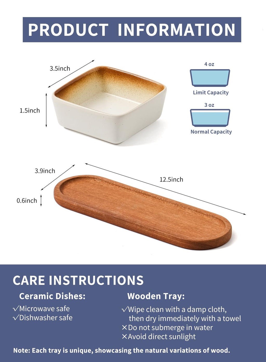 YJR Chip and Dip Serving Set, 3 pcs Ceramic Dipping Bowls with Wooden Tray, 3.5 Inch Small Serving Bowls for Side Dishes, Condiments, Dipping, Pre, Salsa, Entertaining, Party, Buffets, Mocca