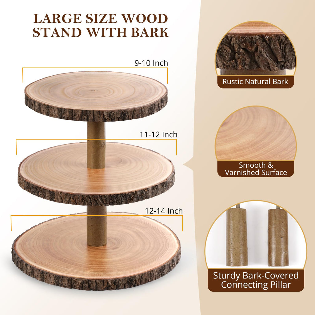 3 Tier Cupcake Stand Wood Dessert Stands CupcakeTier Stand Rustic Cupcake Display Holder Stand Farmhouse Cake Stand for Dessert Table Displays,Birthday,Theme Party, Graduation,Baby Shower Tea Party Decoration