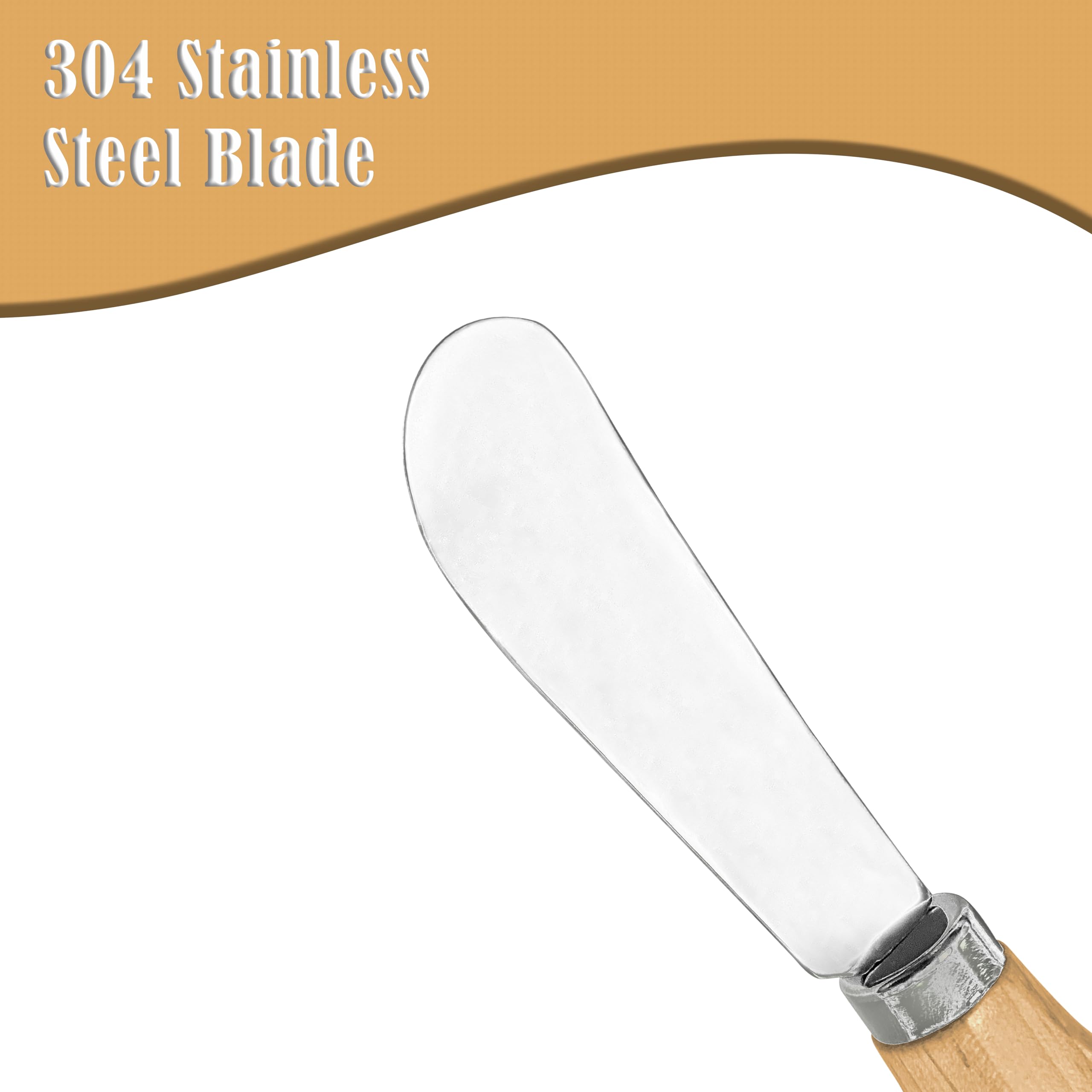 DIFENLUN 25 Piece Small Cheese Spreader Knives Set, Mini Stainless Steel Butter Knife Spreader with Wooden Handle for for Charcuterie Board, Sandwiches, Cocktail Spreaders, Dips, 4.7 inch