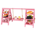Flenpptly Wooden Cupcake Stand, 3 Tier Cupcake Display Stand for Dessert Display, Dessert Stands with Serving Tray and Foldable Stand for Party, Birthday, Wedding, Events, Baby Shower (Pink)