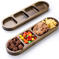 SmileBear 2 Pcs Soy Sauce Dish, Wooden Divided Dip Bowls, Korean 4-Compartment Sauce Plates for Home Restaurant BBQ, Vinegar, Spices, Ketchup, Salt, Sugar, and Flavors