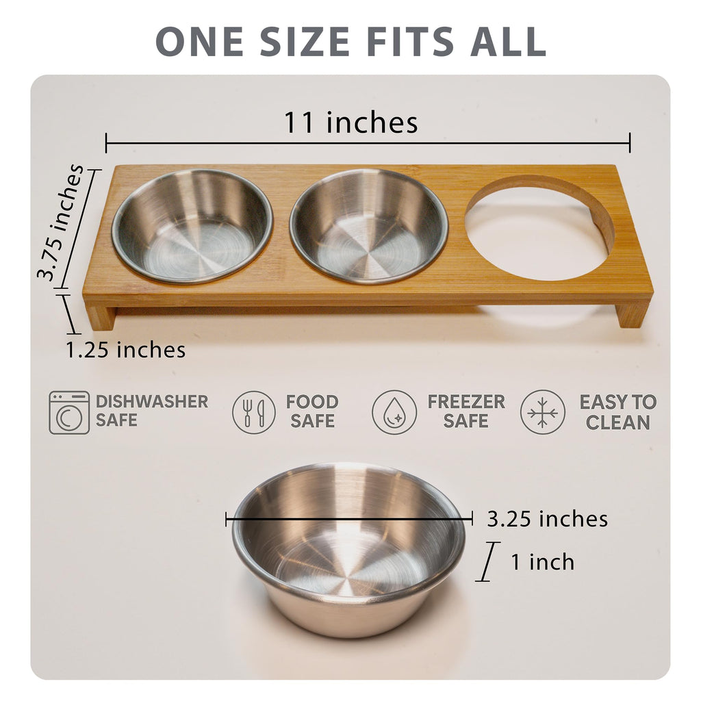 Manor Products Chip and Dip Serving Set with Bamboo Wooden Tray, 3.2-inch Stainless Steel Serving Bowls Ramekins - Candy Dish, Soy Sauce Dish, Salsa Bowls, Dip Tray for Condiments, and Fruit Bowl