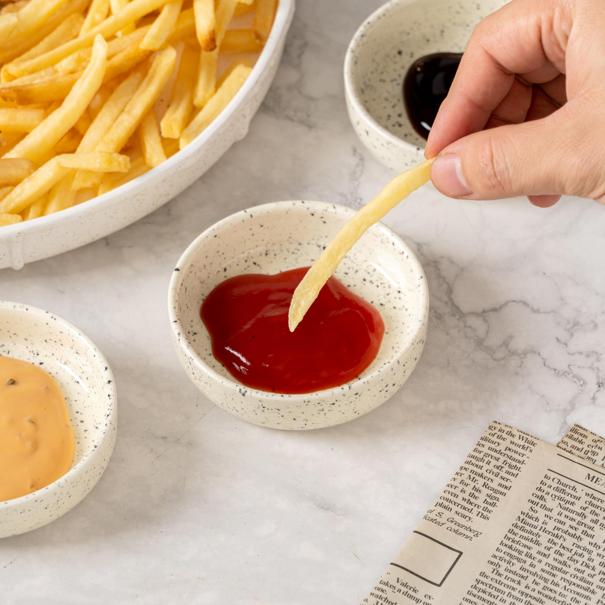 SHIDACHENG Dipping Bowls Set of 4, 2462°F High-Fired Ceramic Small Bowls for Dips, Olive Oil & Sauce, Elevates Table Setting, Idea for BBQ, Afternoon Tea, Entertaining, Housewarming & Holiday Gifts