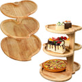 Wenqik 2 Pcs Valentine's Day 3 Tier Wooden Tiered Tray Cupcake Stand Heart Shaped 3 Tier Serving Tray Rustic Farmhouse Dessert Display Tiered Cake Holder for Tea Party Baby Shower Wedding Birthday