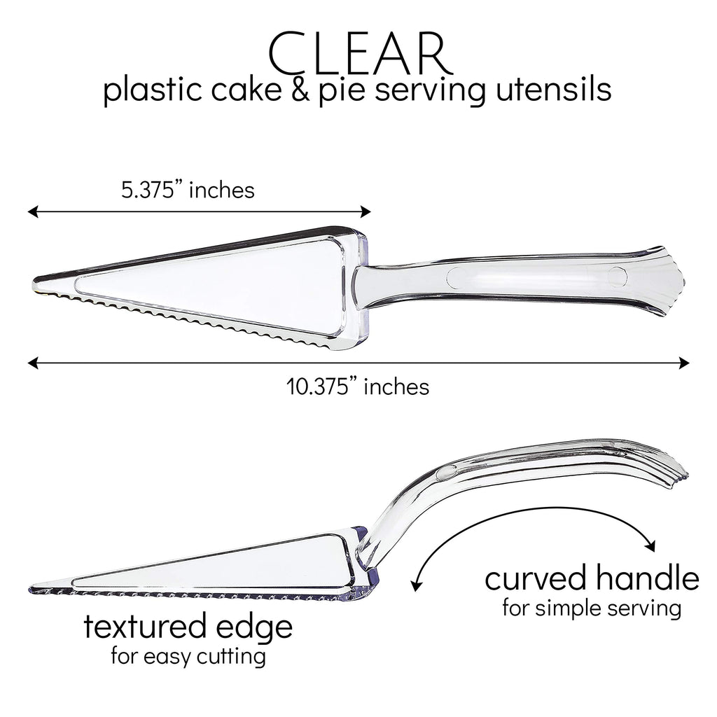 Plasticpro Disposable Plastic Cake Cutter Durable Heavy Duty Premium Serving Utensils Clear Pack of 4