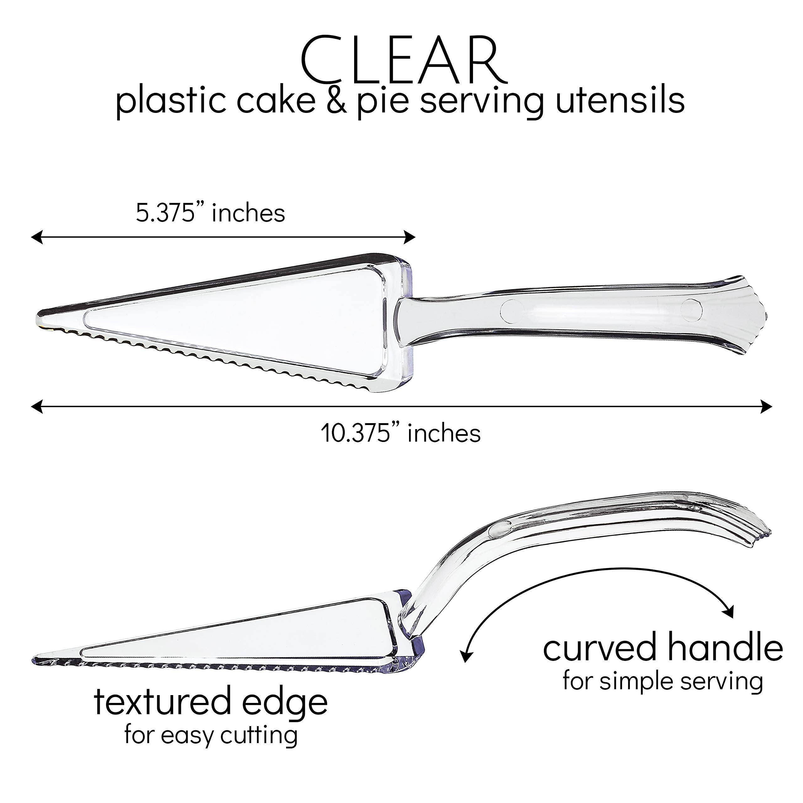 Plasticpro Disposable Plastic Cake Cutter Durable Heavy Duty Premium Serving Utensils Clear Pack of 4