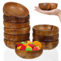 JIEYAO 10 Pcs 3.9" Acacia Wood Bowls, Small Wooden Salad Bowls Hand Carved Sauce Dipping Bowls Mini Calabash Dip Tray for Serving Popcorn Pasta Candy Coconut Nuts Sauce Appetizers