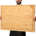 36 x 24 Extra Large Bamboo Cutting Board for Kitchen, Cutting Board Stove Top Cover with Handle, Butcher Block Chopping Board with Juice Groove, Large Charcuterie Board Over the Sink