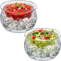 Amazing Abby - Ice Bed - Acrylic Chilled Dip Server Bowl with Ice Chamber (2-Pack), Clear Plastic Iced Serving Bowl, Keeping Dips and Condiments Cold and Fresh for Party, Picnic, Outdoor Dining
