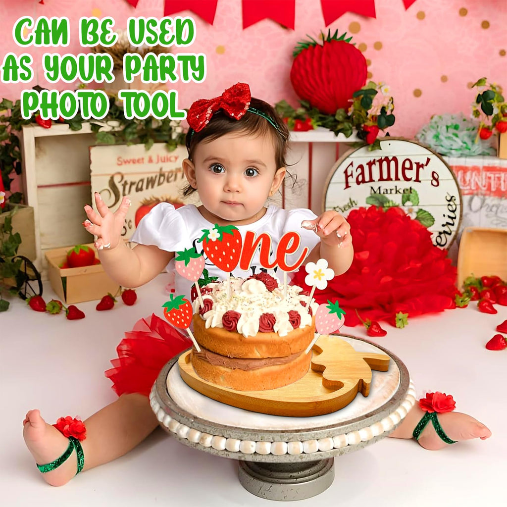 1pcs Wooden Strawberry Baby Shower Decorations Strawberry Charcuterie Boards for Table Berry Trays Food Serving Platters for Strawberry Party Supply Fillable Fruits Dish Plates for Berry 1st Birthday