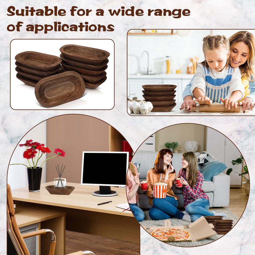 Nuogo 10 Pack Wooden Dough Bowls Bulk 8.5 Inch Rustic Dough Bowls for Wedding DIY Candle Home Crafts Making Farmhouse Fruits Supplies Decoration(Brown)