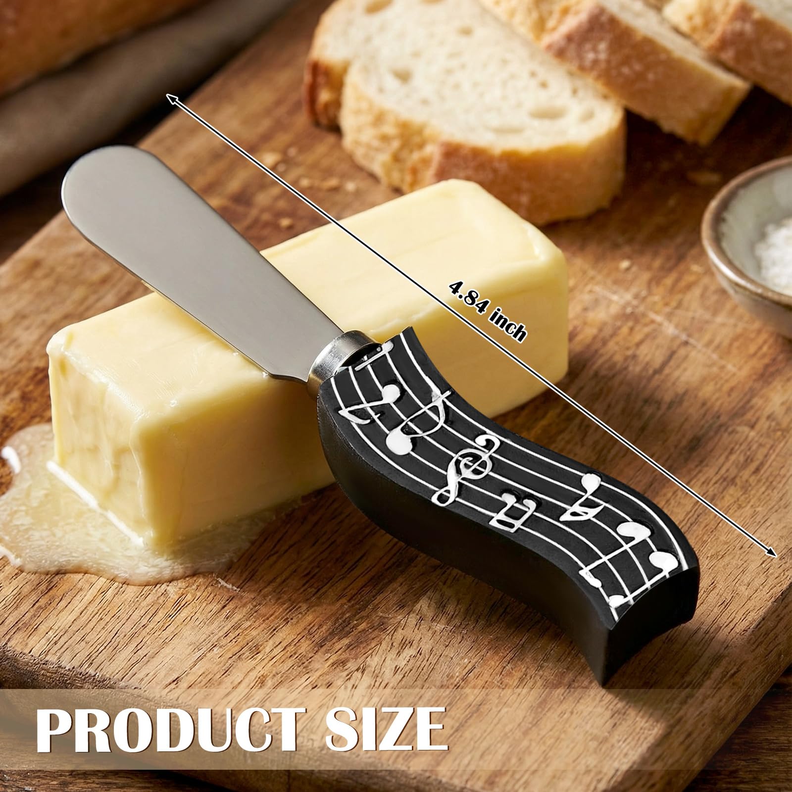 PullCrease 8 Pcs Musical Note Cheese Spreader Butter Knife Set Stainless Steel Cheese Spreader Multipurpose Butter Jam Dip Graduation Gift Table Decoration
