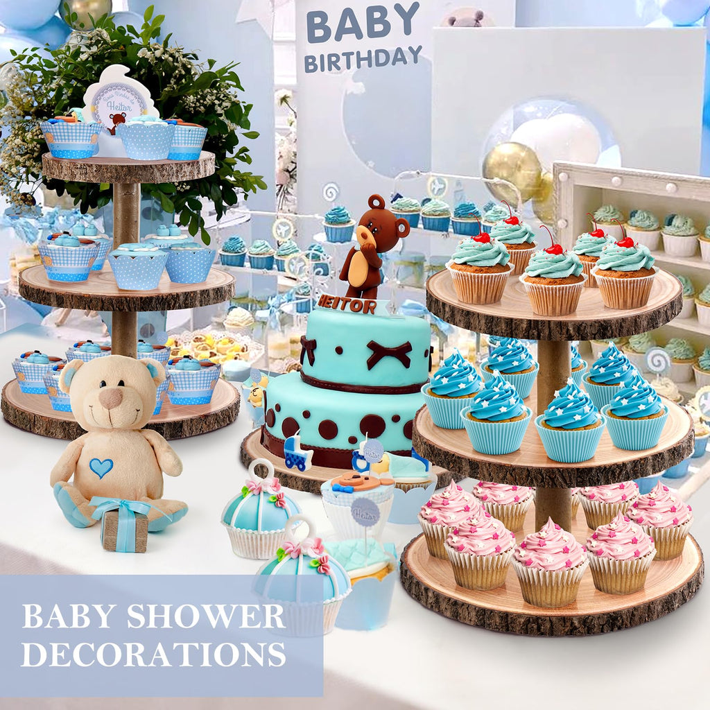 3 Tier Cupcake Stand Wood Dessert Stands CupcakeTier Stand Rustic Cupcake Display Holder Stand Farmhouse Cake Stand for Dessert Table Displays,Birthday,Theme Party, Graduation,Baby Shower Tea Party Decoration