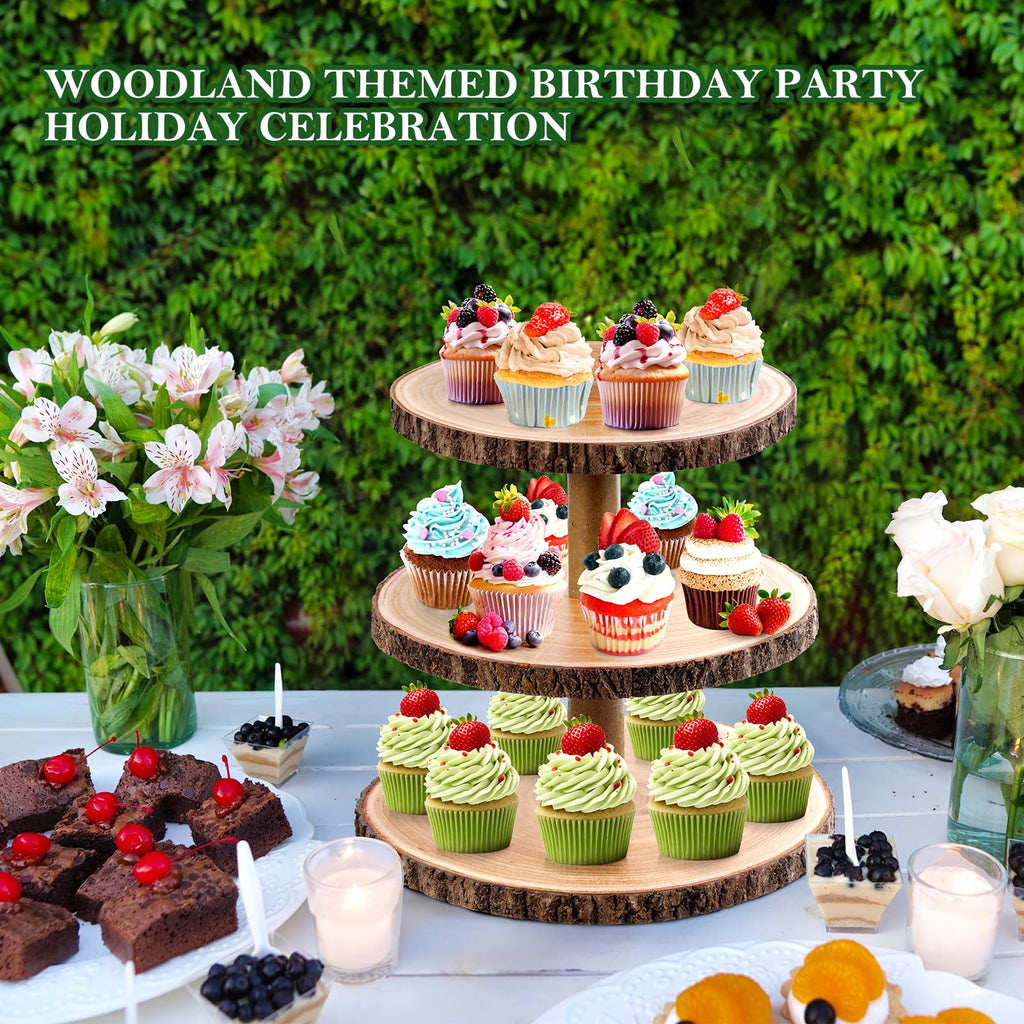 3 Tier Cupcake Stand Wood Dessert Stands CupcakeTier Stand Rustic Cupcake Display Holder Stand Farmhouse Cake Stand for Dessert Table Displays,Birthday,Theme Party, Graduation,Baby Shower Tea Party Decoration