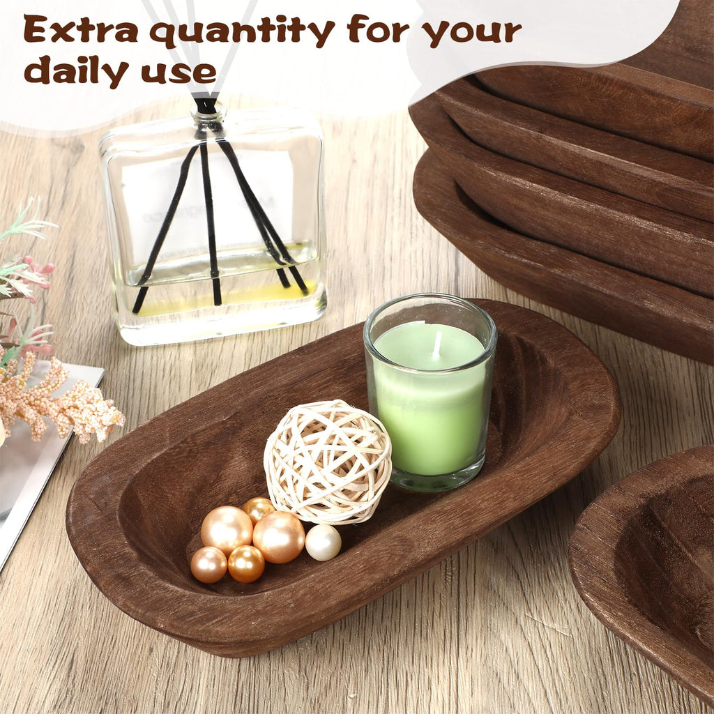 Nuogo 10 Pack Wooden Dough Bowls Bulk 8.5 Inch Rustic Dough Bowls for Wedding DIY Candle Home Crafts Making Farmhouse Fruits Supplies Decoration(Brown)