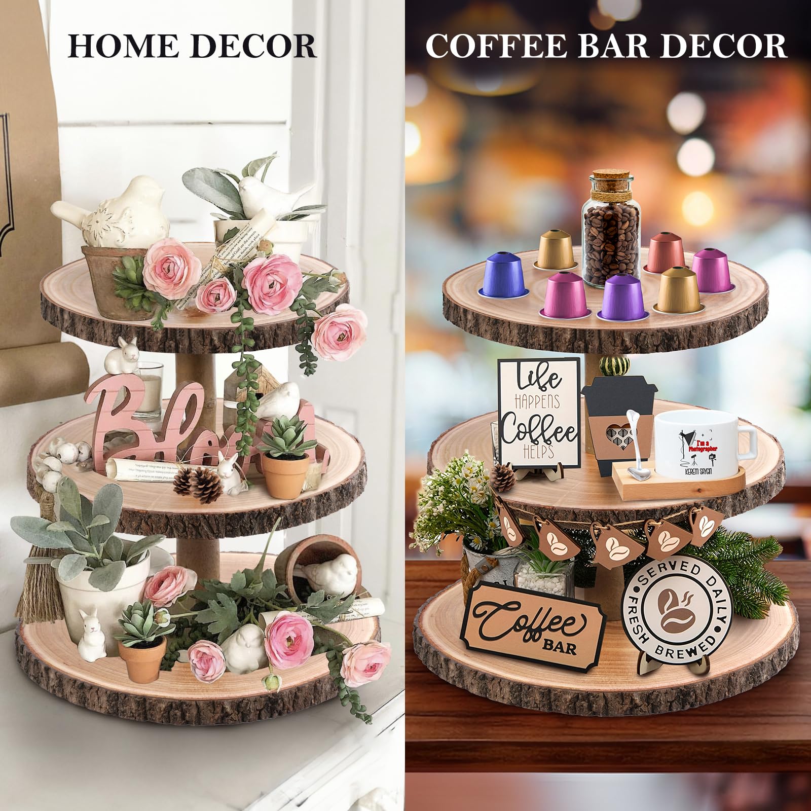 3 Tier Cupcake Stand Wood Dessert Stands CupcakeTier Stand Rustic Cupcake Display Holder Stand Farmhouse Cake Stand for Dessert Table Displays,Birthday,Theme Party, Graduation,Baby Shower Tea Party Decoration
