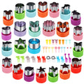 Vegetable Cutter Shapes Set, 24pcs, Mini Cookie Cutters Set Fruit Cookie Pastry Stamps Mold with 30pcs Food Picks and Forks -for Kids Baking and Food Supplement Tool Accessories