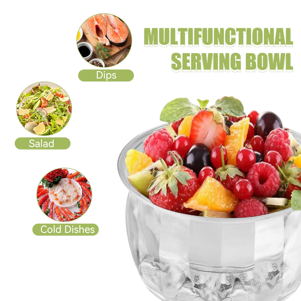 2 Packs Ice Chilled Serving Dip Bowl, Iced Salad Dipping Bowls Set for Parties, Cold Serving Dish for Veggies, Fruit