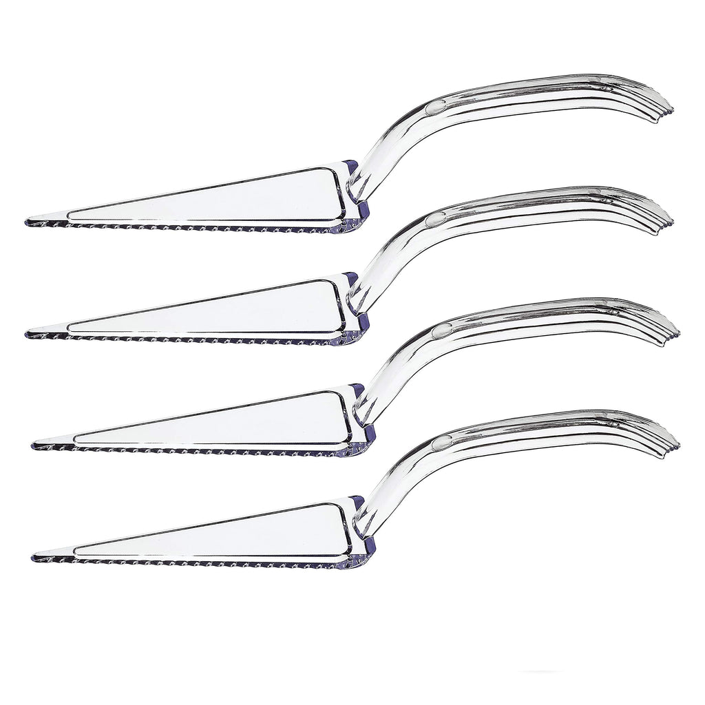 Plasticpro Disposable Plastic Cake Cutter Durable Heavy Duty Premium Serving Utensils Clear Pack of 4