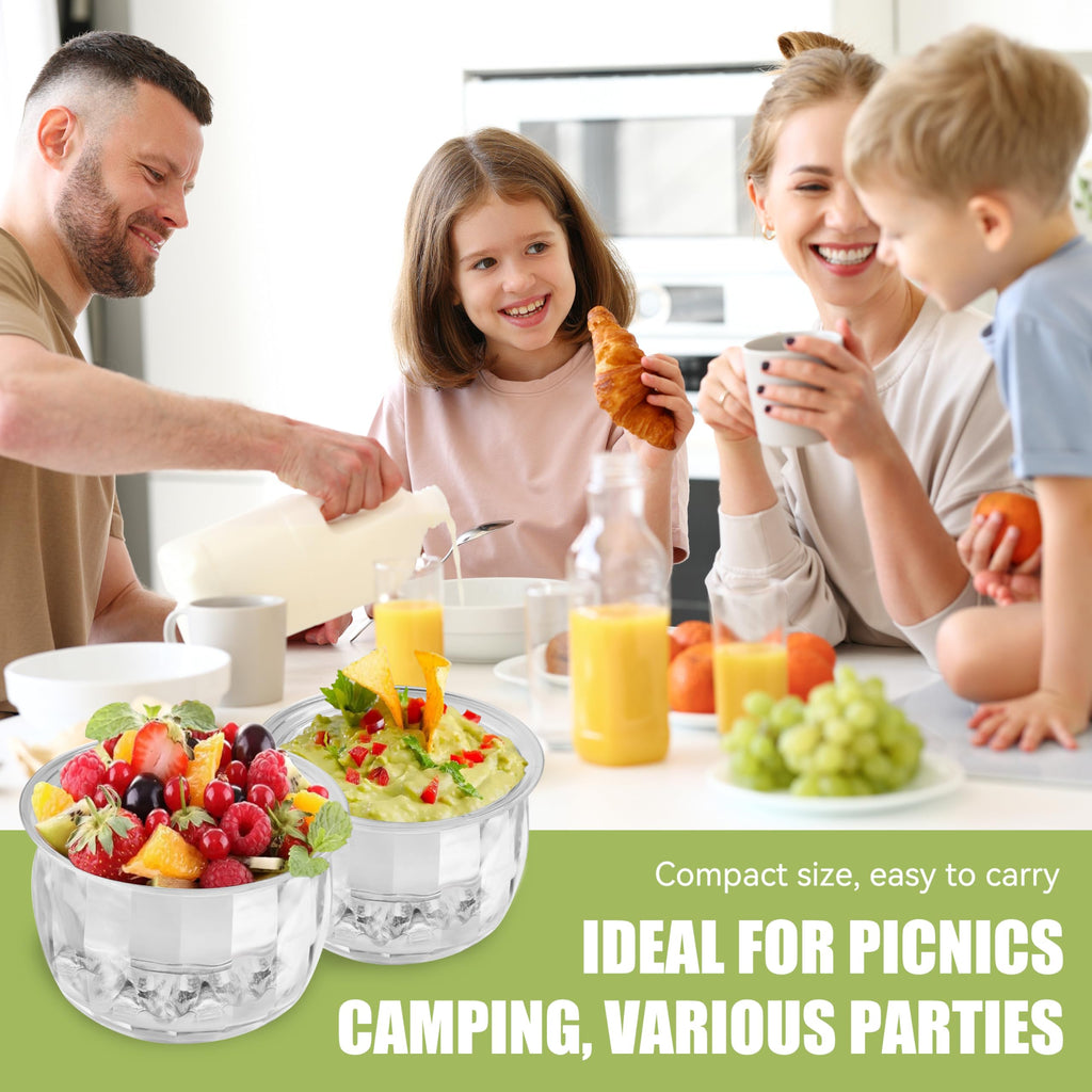 2 Packs Ice Chilled Serving Dip Bowl, Iced Salad Dipping Bowls Set for Parties, Cold Serving Dish for Veggies, Fruit