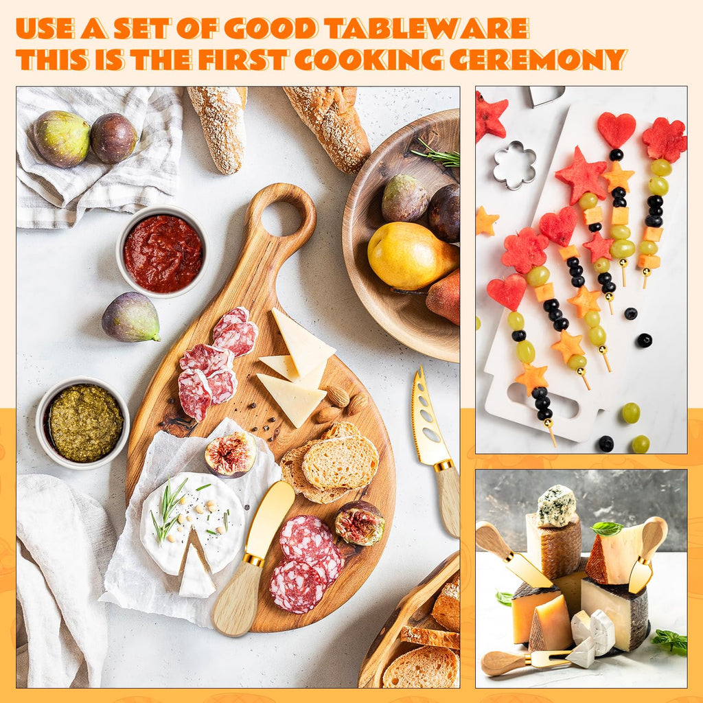 Charcuterie Boards Accessories Gold Charcuterie Utensils 169Pcs Cheese Spreader Knife Set Small Serving Tongs Forks and Spoons Dipping Bowls Honey Dipper Toothpick Flags Cocktail Picks