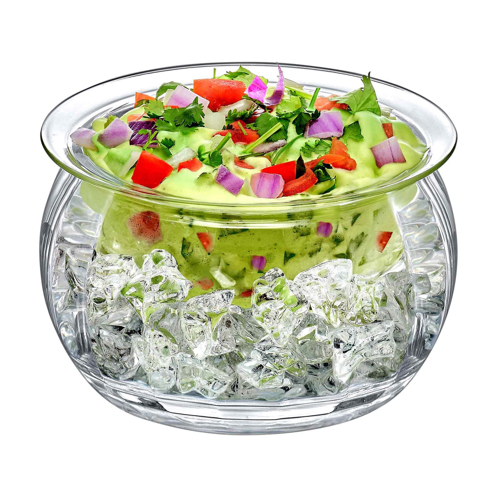 Amazing Abby - Ice Bed - Acrylic Chilled Dip Server Bowl with Ice Chamber (1-Pack), Clear Plastic Iced Serving Bowl, Keeping Dips and Condiments Cold and Fresh for Party, Picnic, Outdoor Dining
