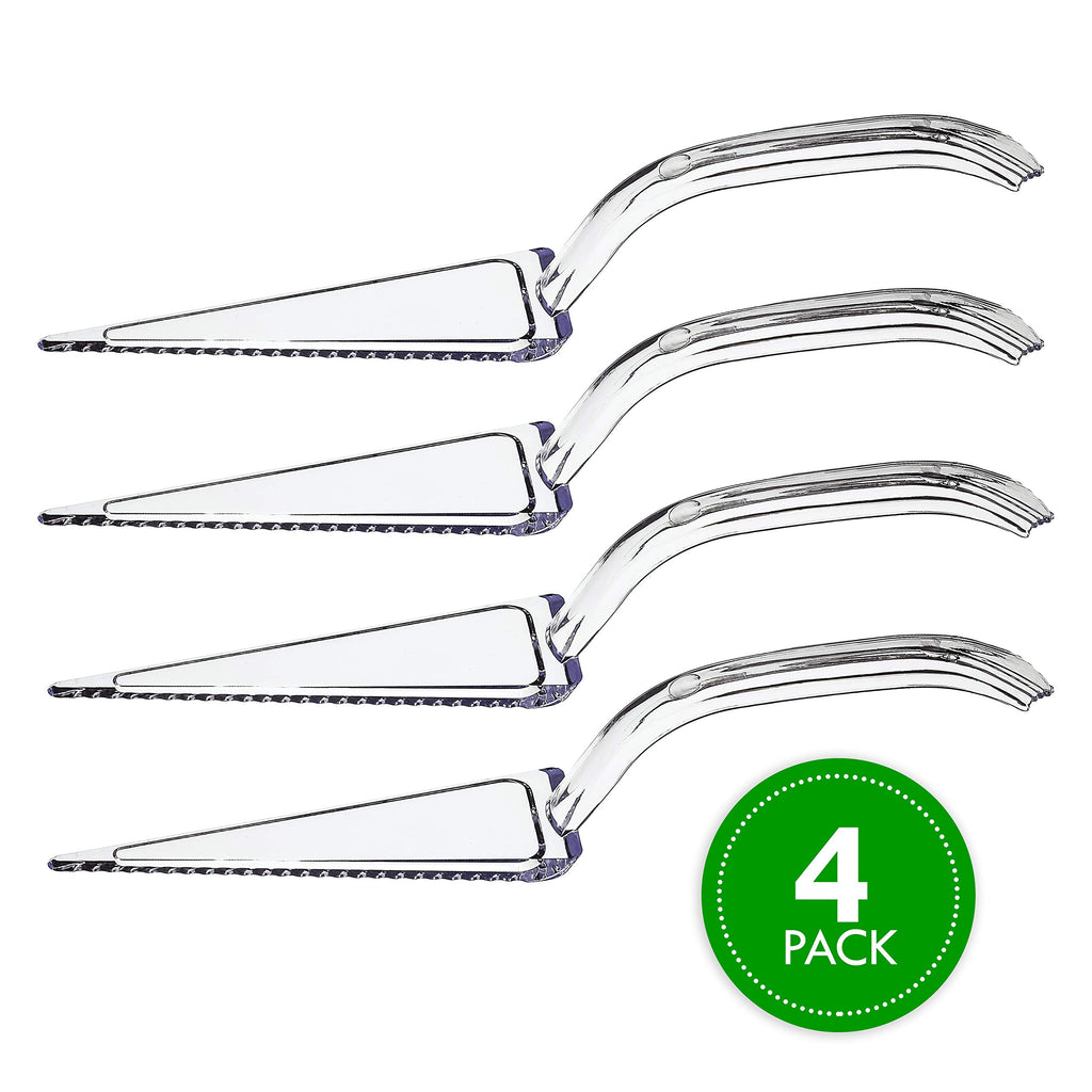 Plasticpro Disposable Plastic Cake Cutter Durable Heavy Duty Premium Serving Utensils Clear Pack of 4
