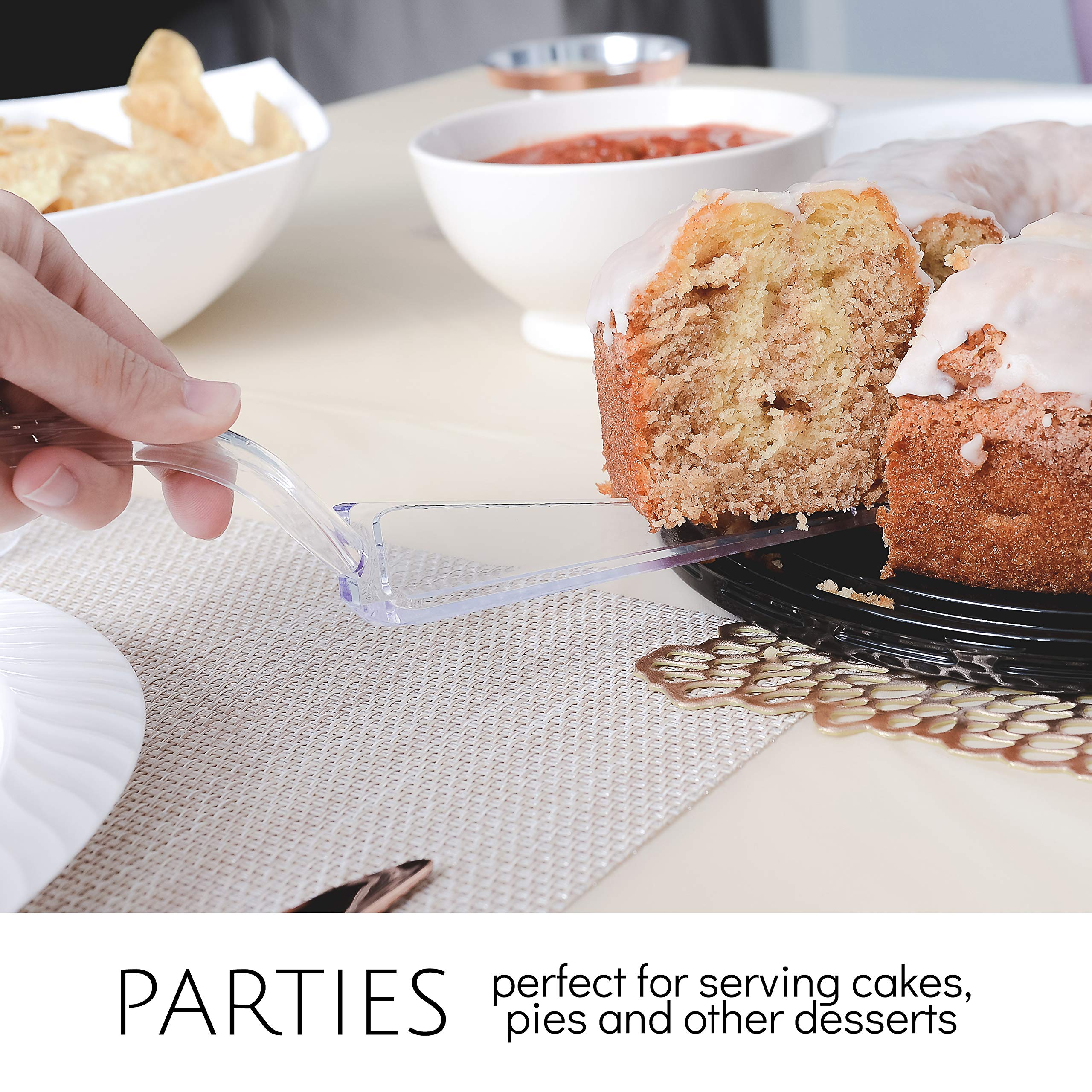 Plasticpro Disposable Plastic Cake Cutter Durable Heavy Duty Premium Serving Utensils Clear Pack of 4