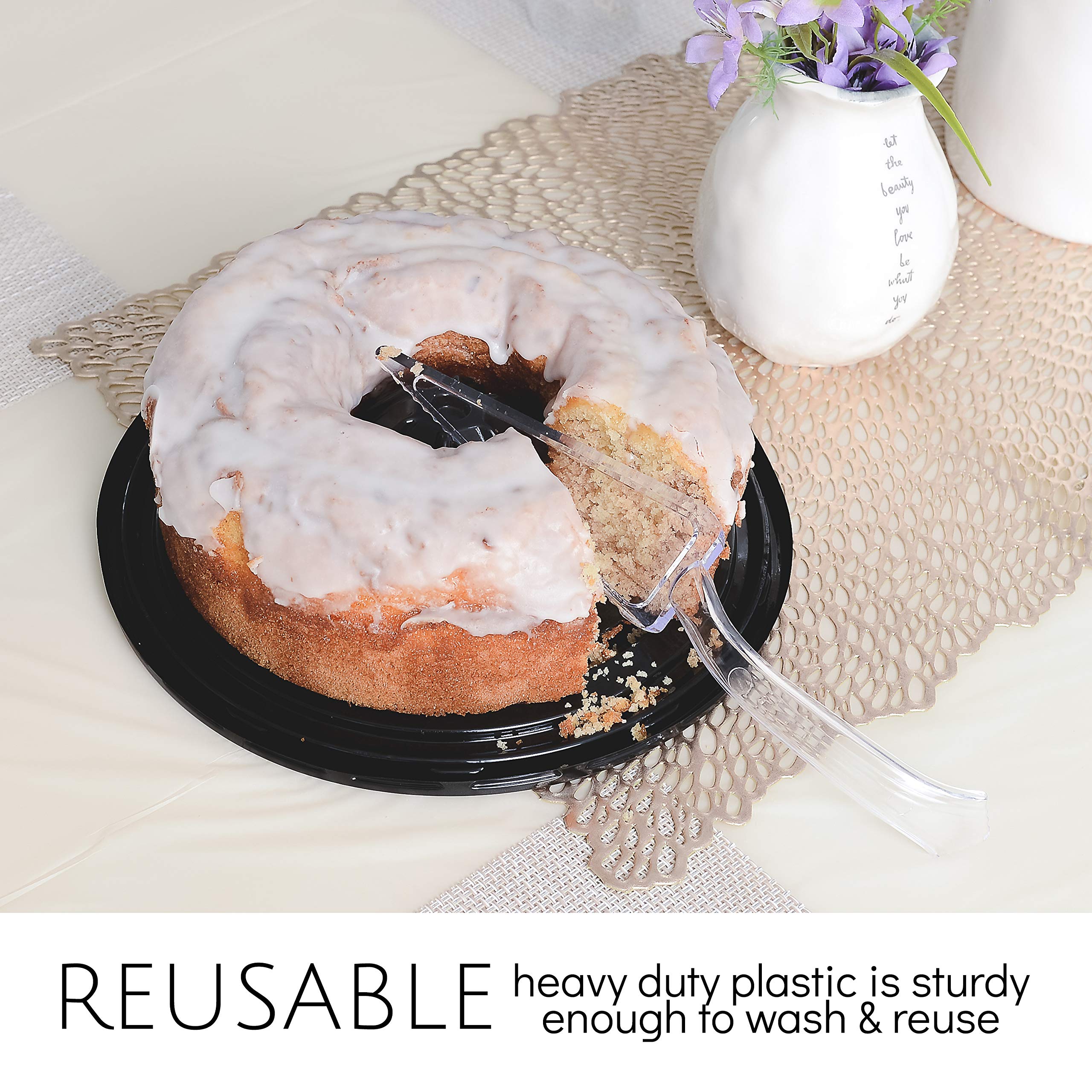 Plasticpro Disposable Plastic Cake Cutter Durable Heavy Duty Premium Serving Utensils Clear Pack of 4